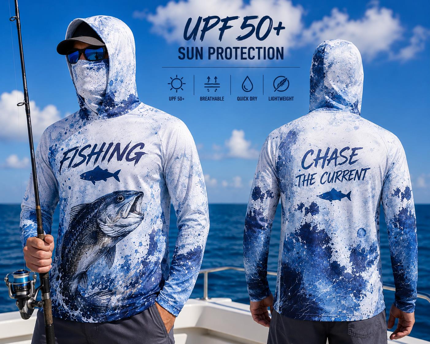 Fishing Hoodie Shirt Men Long  - огляд і ціна Fishing Mask Sun Protection